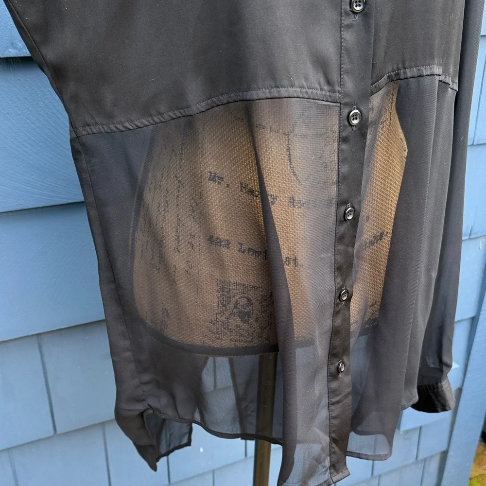 Free People Black Sheer Blouse m top shirt